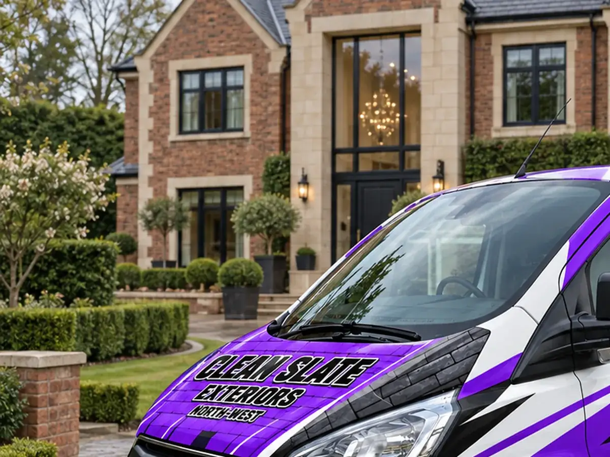 The Clean Slate Exteriors North-West van in purple livery